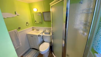 Shower, towels, toilet paper