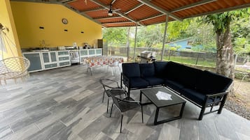 Villa, 4 Bedrooms, Non Smoking, Poolside | Shared kitchen | Full-sized fridge, oven, stovetop, dishwasher