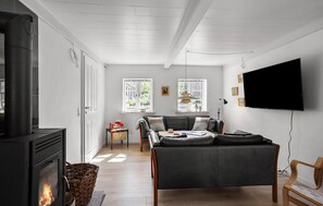 Smart TV y chimenea 
