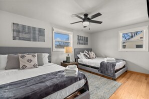 3 bedrooms, iron/ironing board, travel cot, WiFi