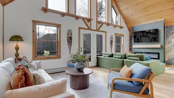 Smart TV, fireplace, video games, books