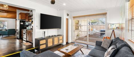Smart TV, fireplace, video games