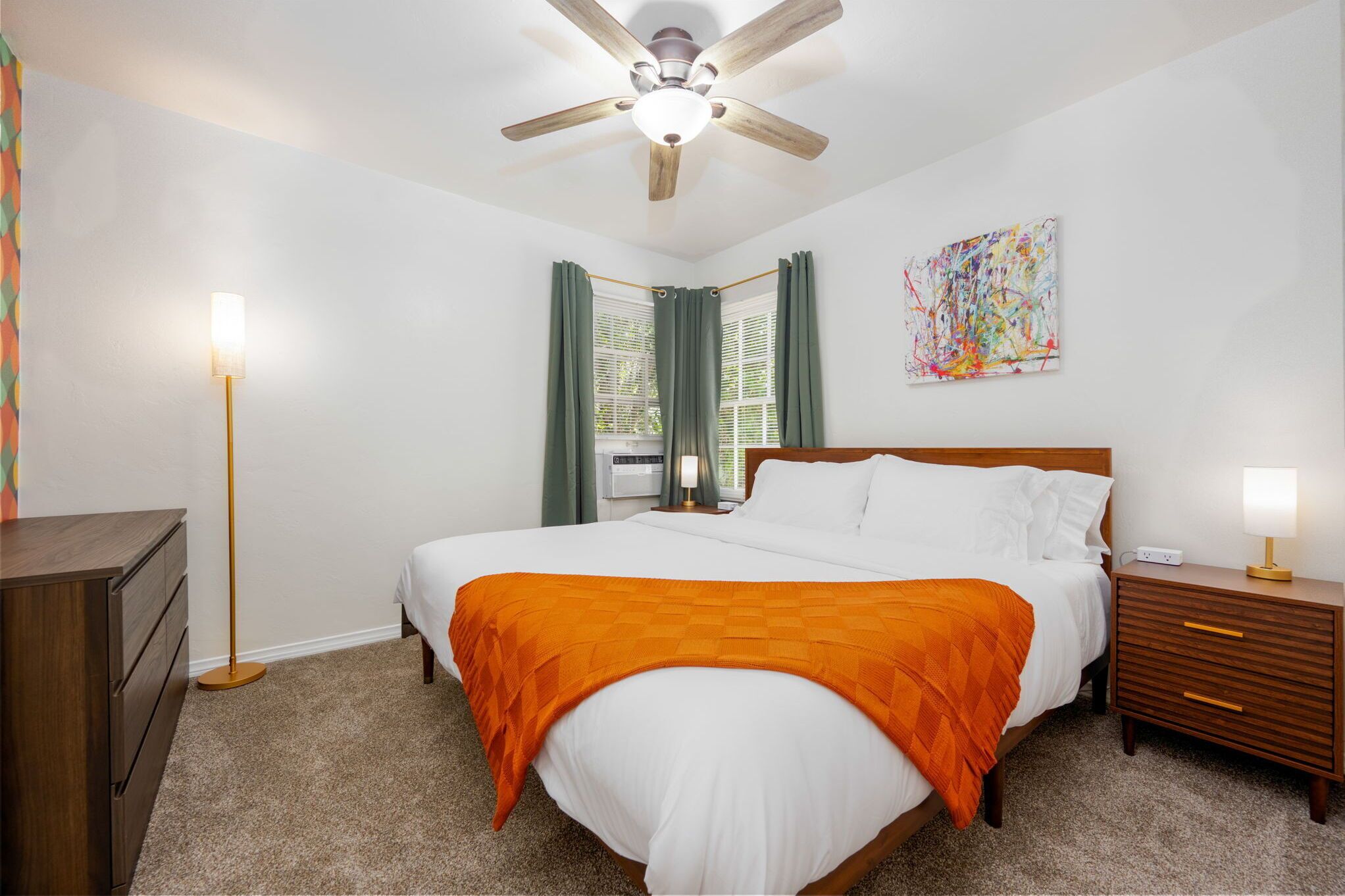 1 bedroom, desk, iron/ironing board, travel cot