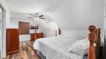 1 bedroom, desk, iron/ironing board, travel crib