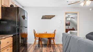 1 bedroom, desk, iron/ironing board, travel crib