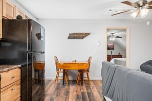 1 bedroom, desk, iron/ironing board, travel crib