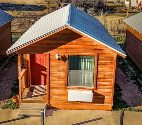 Exterior detail. Cozy cabin with AC and WiFi in peaceful Sterling City. Your small town adventure awaits!