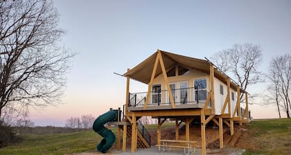 Ultimate Family Glamping Tent (w/ twisty slide)