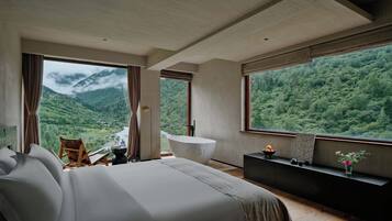 Premium bedding, down duvets, individually decorated