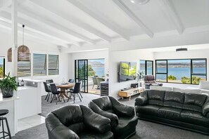 Smart TV, DVD player, books, stereo