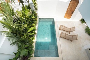 Outdoor pool, sun loungers