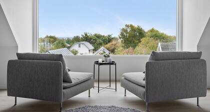 A stylish house 100 meters from the beach with sea views.