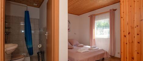 Douche, sèche-cheveux, serviettes fournies