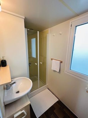 Hair dryer, towels, toilet paper