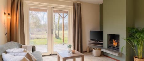 TV, fireplace