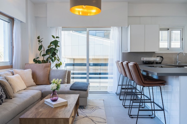 Deluxe Apartment, 1 Queen Bed with Sofa bed, Non Smoking, City View | Living area | Flat-screen TV