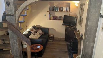 TV connectée, lecteur de DVD, livres, vidéothèque