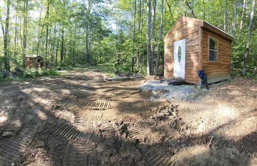 1 of 2 Enchanting 1 room cabins in Shapleigh, ME located on sloaping forest land