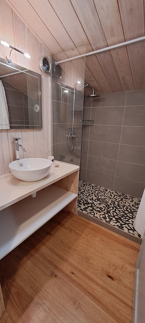 SĂšche-cheveux, serviettes fournies, savon, papier toilette