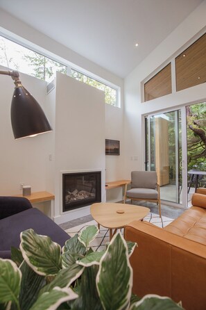 Smart TV y chimenea 