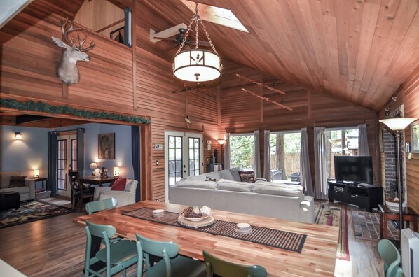 Fireplace, video games, foosball