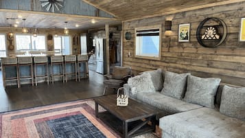 Smart TV, fireplace, video games, books