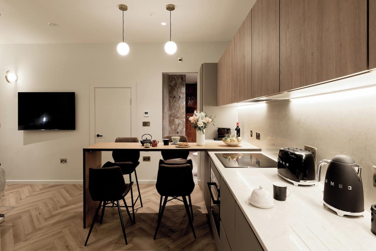 Studio | Cuisine privée | Réfrigérateur, four, plaque de cuisson, lave-vaisselle