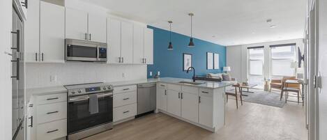 Fridge, dining tables