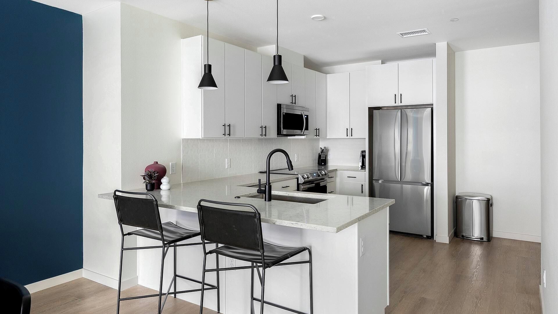 Fridge, dining tables