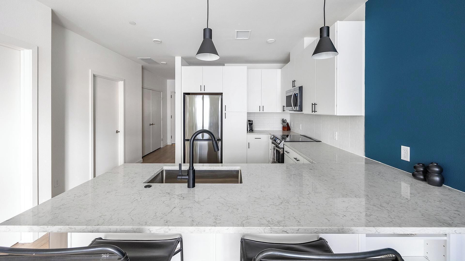 Fridge, dining tables