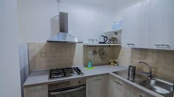 KĂŒhlschrank, Ofen, Herdplatte, Wasserkocher mit Kaffee-/Teezubehör