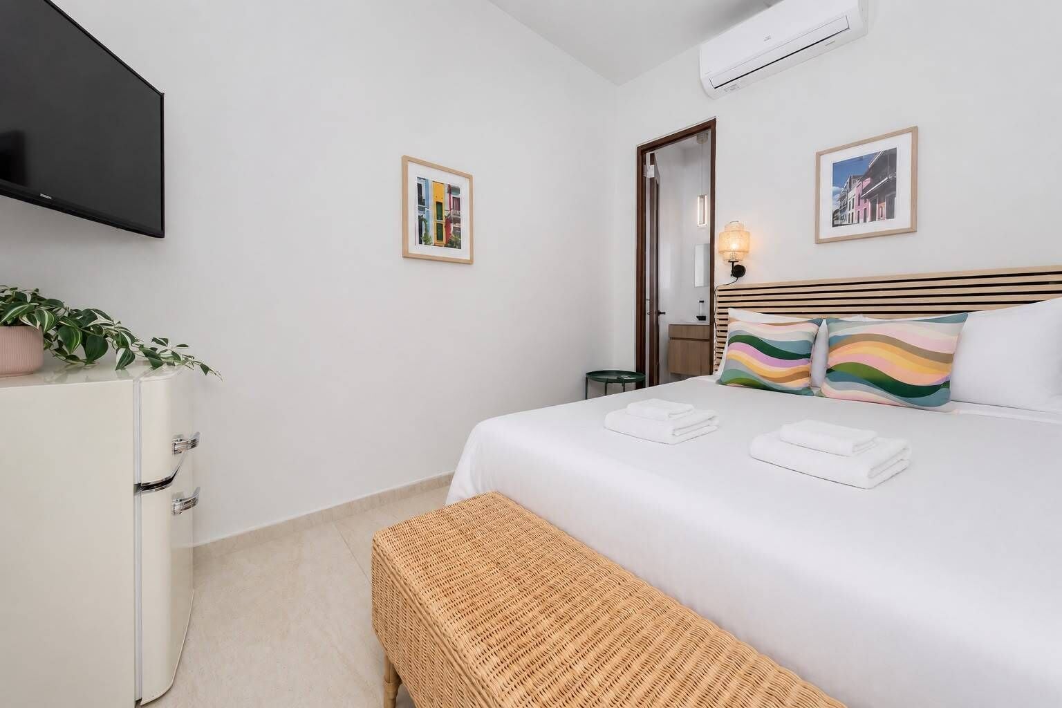 1 bedroom, desk, iron/ironing board, travel crib