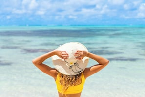 Private beach nearby, white sand
