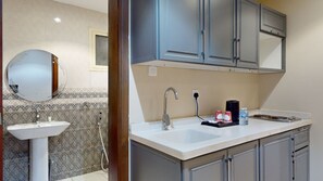 Mini-fridge, microwave