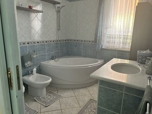 Hårtork, handdukar, tvål och toalettpapper