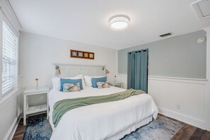 1 bedroom, desk, iron/ironing board, travel cot