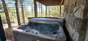 Outdoor spa tub - Tall Pines- 5-bedroom with hot tub and dock slip! (Swanton)