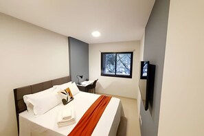 1 bedroom, desk, iron/ironing board, travel cot