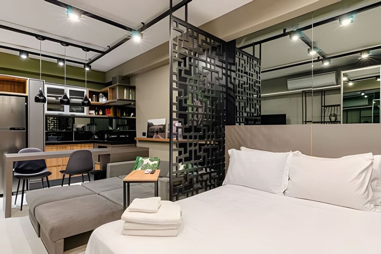 1 bedroom, desk, iron/ironing board, travel crib