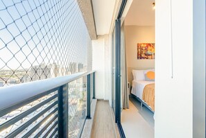 1 bedroom, desk, iron/ironing board, travel cot