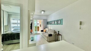 1 bedroom, desk, iron/ironing board, travel cot