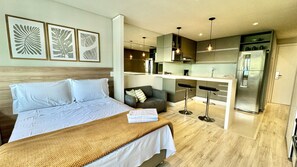 1 bedroom, desk, iron/ironing board, travel cot