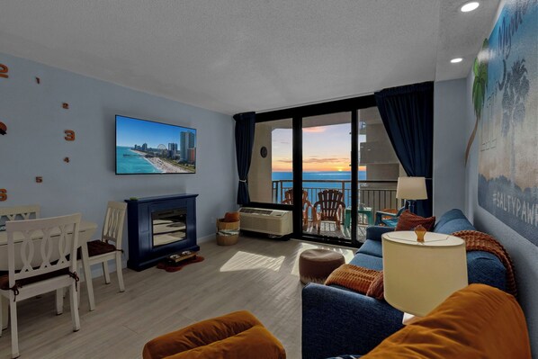 Smart TV, fireplace, offices, printers