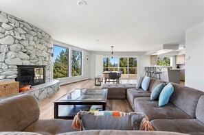 TV, fireplace