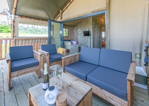 Terrace/patio - Sea View 2 Bed Hot Tub Safari Tent - Foxglove (Lynton)