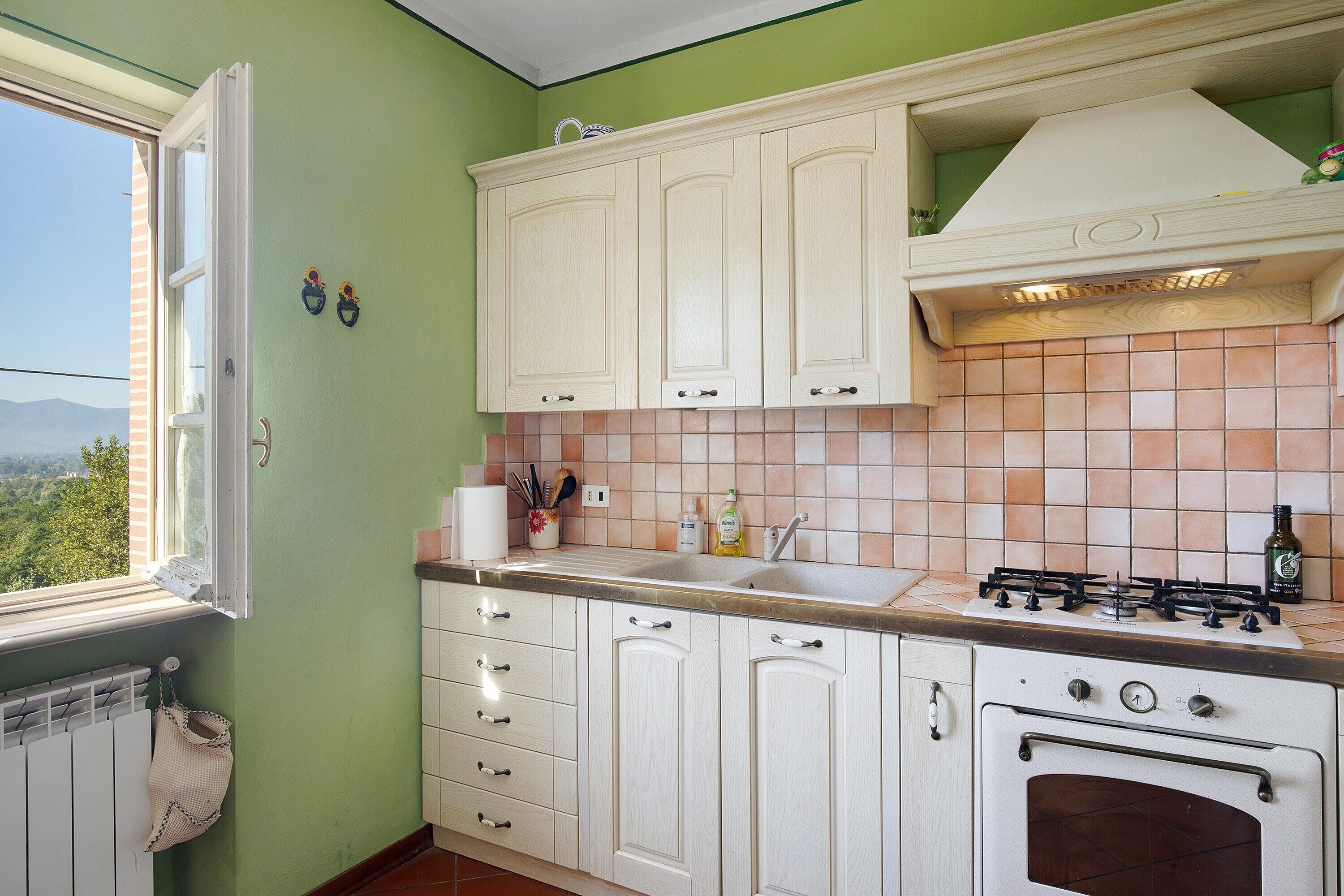 Fridge, oven, stovetop, coffee/tea maker