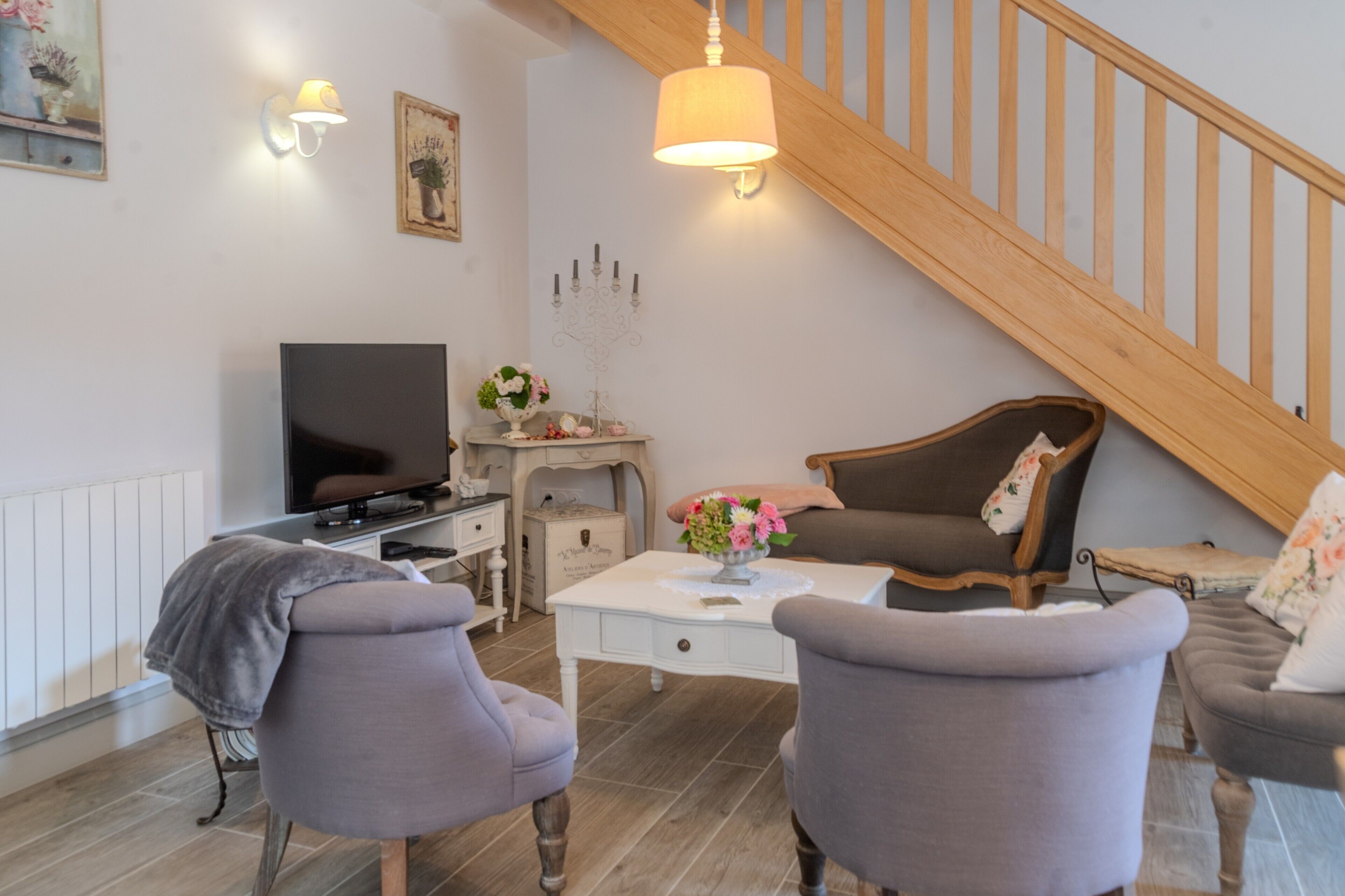 Télévision, cheminée, lecteur de DVD, table de tennis de table