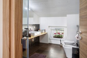 Shower, hair dryer, towels - Apartment 'Leuscc' with Mountain View, Wi-Fi and Air Conditioning (Montagna In Valtellina)