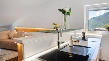 Kühlschrank, Mikrowelle, Ofen, Herdplatte