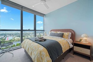 1 bedroom, desk, iron/ironing board, travel cot